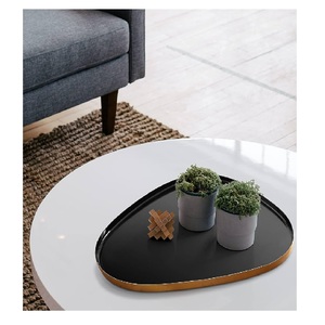 Bandeja de servicio de metal con forma rectangular de acero inoxidable decorativa de mesa con acabado plateado de nuevo diseño para servir bebidas y aperitivos - Product Image 3