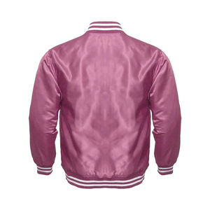 Veste universitaire en satin rose bordeaux, style High Street, avec lettres de collège, en cuir véritable de qualité supérieure, pour l'hiver - Product Image 2
