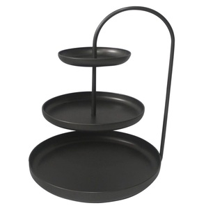 Wholesaler Iron Metal 3 Tier Birthday Wedding Decorative Multipurpose <b>Display</b> Stand in Round Shape Black Stand - Product Image 4
