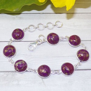 Handmade Fine <b>Silver</b> Tennis <b>Bracelet</b> Purple Turquoise Gemstone Gift <b>Solid</b> 925 Sterling <b>Silver</b> Jewelry Sterling <b>Silver</b> Jewelry - Product Image 5