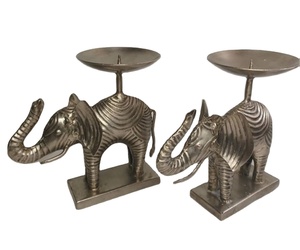 Porte-bougie en argent avec éléphant, DESIGN fantaisie, support de bougie décoratif pour la maison, TABLE économique, porte-bougie pour le mariage - Product Image 1