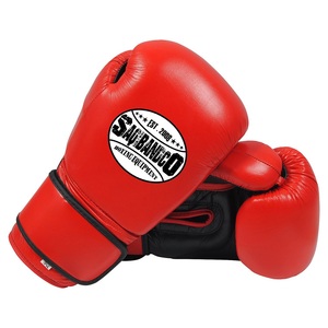 Guantes de boxeo rojos Entrenamiento de gancho y bucle extra ancho 10oz 12oz Guantes de boxeo personalizados Logo - Product Image 6