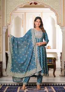 Traditional Indian Designer Ethnic <b>Wardrobe</b> Kurtis Pant With Dupatta Set Latest Collection <b>Mirror</b> Work for Womens and Girls - Product Image 3