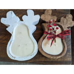 Tazón de masa de vela de madera de acacia natural recién llegado con forma de reno para decoraciones navideñas para el hogar de alta calidad de Vietnam - Product Image 5