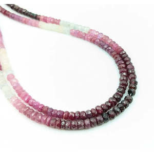 Cuentas de Rubí Natural Facetadas en Forma de Rondelle, 3.5-4.5 Pulgadas, Corte Trillion Asscher Brillante y Radiante - Product Image 1