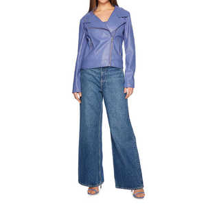 Veste en cuir d'hiver pour femme, nouvelle, élégante, décontractée, couleur unie, respirante, de haute qualité, cuir véritable, techniques imprimées - Product Image 5