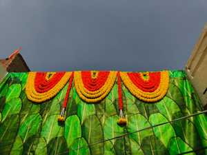 Caléndula falsa y puerta colgante flor larga Toran Mandap guirnalda Artificial flor Toran flor India boda decoración hermosa - Product Image 5