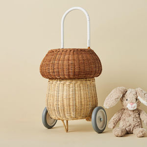 Sacs de poussette pour bébé en forme de champignon sacs à roulettes rangement de bagages panier à bagages panier de voyage en rotin pour tout-petits - Product Image 1