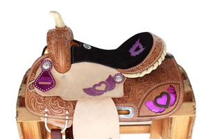 Sillín de cuero occidental morado personalizado con flecos, productos ecuestres de carreras inglesas de la India - Product Image 2