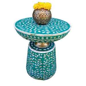 Mueble de Almacenamiento de Madera Ecológico Hecho a Mano con Incrustaciones de Hueso, Tamaños Personalizados para Sala de Estar, Regalo de Diwali de la India - Product Image 3