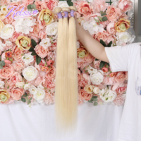 Paket Rambut Manusia Panjang Grosir, Kutikula Tertata Rapi, Rambut Virgin India Mentah 613 Lurus