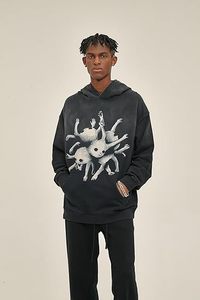 เสื้อฮู้ดลายกราฟิก แขนยาว มีเชือกผูก สไตล์วินเทจ พร้อมกระเป๋า สตรีทแวร์ - Product Image 5