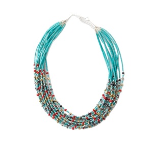 Collier ras du cou multicouche en perles de rocaille faites à la main pour femmes collier ras du cou en couches colorées avec perles de rocaille pour un look d'été - Product Image 2