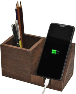 Organizador de Escritorio Moderno y Ajustable con Soporte para Bolígrafos y Lápices de Madera Ecológica con Logotipo Personalizado para Uso en Oficina - Product Image 3