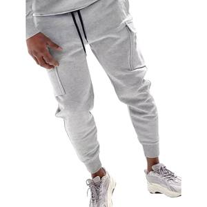 Pantalon de survêtement de luxe pour hommes en coton gris de haute qualité Service OEM personnalisé Nouveau style de pantalons pour hommes en polaire légère à l'avant - Product Image 2