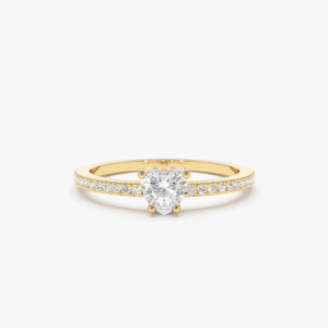 แหวนแต่งงานทองคำแท้ 14k สีเหลือง ประดับเพชรขาวทรงหัวใจธรรมชาติ น้ำหนัก 0.35 กะรัต สำหรับผู้หญิง เครื่องประดับหรูหรา ได้รับการรับรอง - Product Image 3