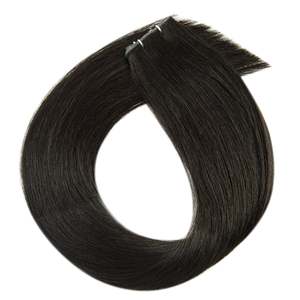 Micro Weft Remy Human Hair Extensions 8 Inch Natural Black Double Drawn 12A - Product Image 1