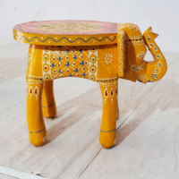 Tabouret éléphant en bois fabriqué à la main | Table polyvalente décorative peinte à la main | Console d'art ethnique Rajasthani