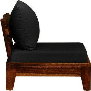 Modern Single Seater Living <b>Room</b> Furniture Wooden Pallet Sofa in Light/<b>Dark</b> Walnut Brown Finish with Adjustable Black Cushions - Product Image 3
