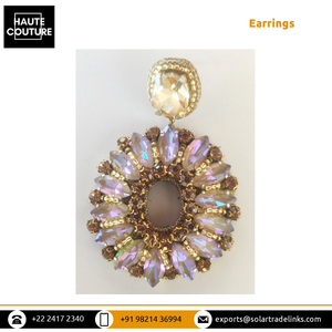 ของผู้หญิงสวมใส่ขนาดเล็กทรงกลมมือปักแฮนด์เมดคริสตัลสีรุ้ง Marquis ทำต่างหูในราคาต่ำสุด - Product Image 6