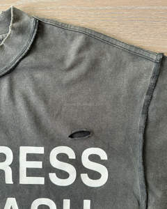 T-shirts vintage délavés à l'acide pour hommes coutures inversées personnalisées en détresse avec col épais bas ourlet Boxy 100% coton - Product Image 2