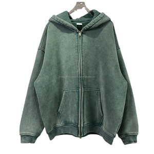 Sudaderas con cremallera para hombre de alta calidad, lavado ácido personalizado, ajuste holgado, Material de alta calidad, novedad de invierno, sudaderas con capucha transpirables en blanco - Product Image 1