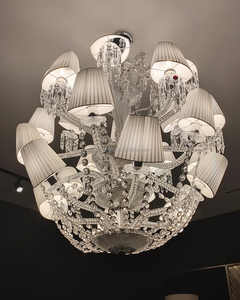 Lustre traditionnel vintage en cristal taillé rond avec abat-jour en tissu, idéal pour les grands halls et les grands foyers, élégance <span class=keywords><strong>Baccarat</strong></span> - Product Image 5