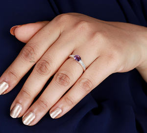 Amatista Piedra preciosa Forma ovalada 925 Anillo de ajuste de bisel de plata esterlina sólida Anillo de plata Joyería fina Anillo de color púrpura - Product Image 6