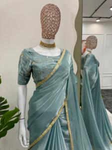Balaji Export 'S Stijlvolle Pakistaanse Chiffon <span class=keywords><strong>Saree</strong></span> Hoog Op De Vraag Naar Feesten En Bruiloften Directe Fabrieksprijs Van <span class=keywords><strong>India</strong></span> - Product Image 2
