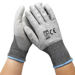 HPPE En388 Glas Gartens chutz industrie Anti Cut Level 5 PU beschichtete Bauarbeiten Sicherheit Schnitt beständige Handschuhe