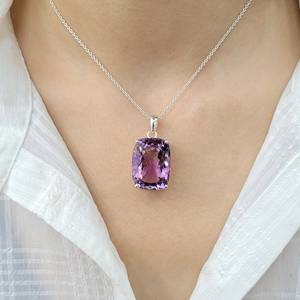 Pendentif en argent sterling avec améthyste, taille coussin, bijoux faits main, haute qualité, design unique, cadeau pour enfants et femmes, vente en gros - Product Image 3