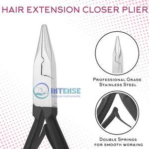 Alicates de extensión de cabello de acero inoxidable negro profesional Kit de herramientas de la mejor calidad para extensiones de cabello - Product Image 3