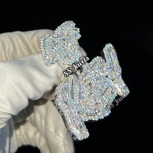 จี้เพชรสองชั้น VVS Moissanite หรูหราจำนวน925สร้อยคอเครื่องประดับฮิปฮอปสีเงินที่กำหนดเอง - Product Image 5