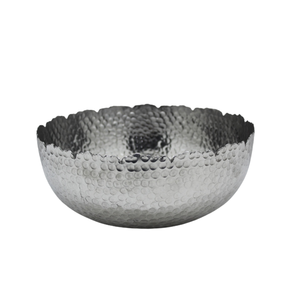 Vaisselle de service bol de forme ronde en aluminium Nickel finition Antique bol de service de nourriture fait à la main personnalisé en vrac - Product Image 4