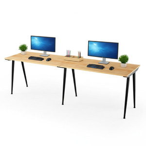 Mesa Minimalista de 2 Plazas 240x60cm de Madera de Caucho con Patas de Hierro Sistema CONE HBCO060 - Product Image 1