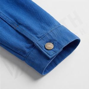 Veste en jean en coton pour homme, col rabattu, couleur unie, boutonnée, manches longues, design élégant, vêtement d'extérieur personnalisé - Product Image 6