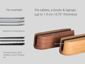 Support vertical écologique en bois d'acacia pour ordinateur portable Station d'accueil de bureau élégante pour MacBook, ordinateurs portables, organisation de l'espace de travail - Product Image 5