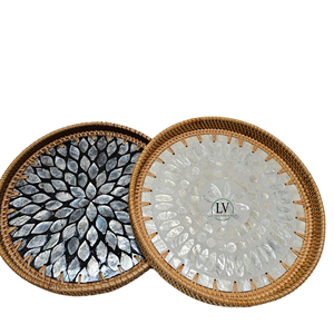 Disponible Belle Conception Artisanat Rotin Vadrouille Plateau De Service Perle De Bois pour Ramadan Eid Festival Top Tendance du Vietnam - Product Image 3