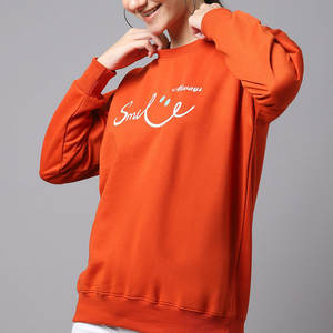 เสื้อสเวตเตอร์คอกลมแฟชั่นใหม่สำหรับผู้หญิงผ้าคอตตอนพิมพ์ลายสีพื้นสำหรับฤดูหนาว - Product Image 2