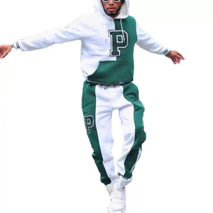 2025 gros personnalisé hiver hommes survêtement mode Streetwear brodé pantalons de survêtement à capuche ensemble deux pièces polaire taille élastique - Product Image 2