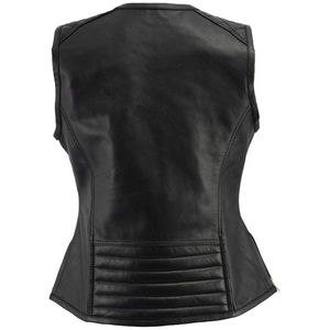<b>Women</b> Plus Size Vegan Leather Puffer <b>Vest</b> Lightweight Quilted Sleeveless Jacket with Zipper Front <b>Winter</b> Warm Outerwear - Product Image 5