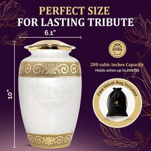 Urnas para mujer adulta, urna de cremación grande elegante para cenizas para mujer con grabado Floral, urna funeraria con tapa segura - Product Image 3