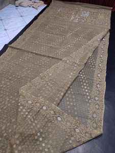 Calidad de exportación exclusiva Deshi Dhakai Jamdani Sharee para mujer JAMDANI FABRIC Blue GREEN Golden Sky Blue de Bangladesh - Product Image 5