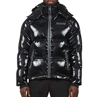 Blouson matelassé réversible en nylon 100% imprimé en relief pour homme, coupe régulière, chaud et isolant, col rabattable, à capuche, pour l'hiver