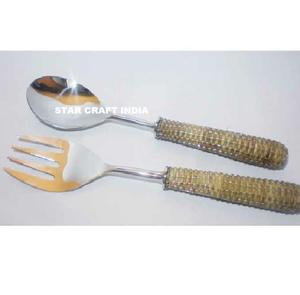 Vente en gros de poignées en résine style service en bois ensemble de cuillères couverts pour cuisine ustensiles de cuisine cuillères service en bois ensemble de couverts - Product Image 4