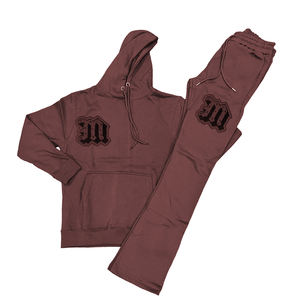 Chenille broderie hommes pantalons de survêtement empilés survêtements bleu marine fabriqué en coton Polyester vêtements de mode Slim Fit survêtements - Product Image 3