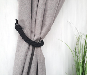 Atado de cortina de cuerda de algodón negro, decoración moderna y minimalista hecha a mano, corbatas de cortina de cuerda trenzada de arrecife, lazos de cordón de abrazo - Product Image 5