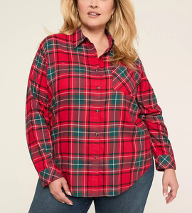 Chemise en flanelle décontractée pour femmes sur mesure, taille normale, taille plus, chemises en flanelle à carreaux en coton pour femmes - Product Image 2