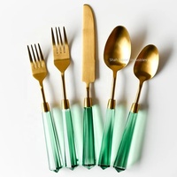 Meistverkauftes Klassisches Edelstahl-Besteckset mit Acrylgriffen 5-teilig für Hochzeitstisch-Vermietung und Heimdekoration