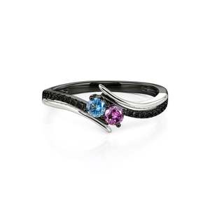 Anillo de boda Jeulia Parallel Meet personalizado con piedra de nacimiento para mujer - Product Image 1